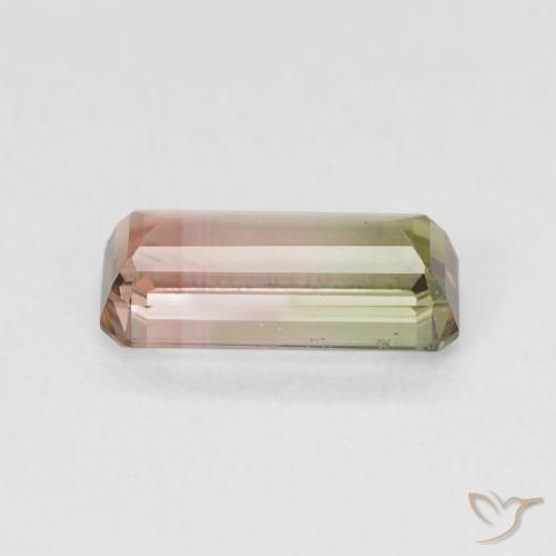 Tourmaline Bicolore naturelle Octogone / coupe Émeraude, 1.36 ct, VVS-VS