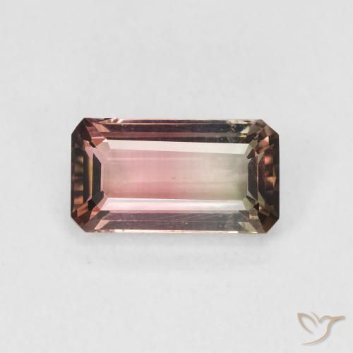 1.34ct Naturel Bicolore Tourmaline, Taille émeraude, VVS