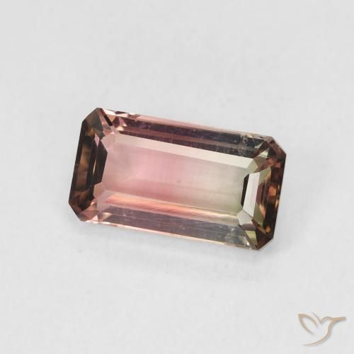 Tourmaline Bicolore naturelle Octogone / coupe Émeraude, 1.34 ct, VVS