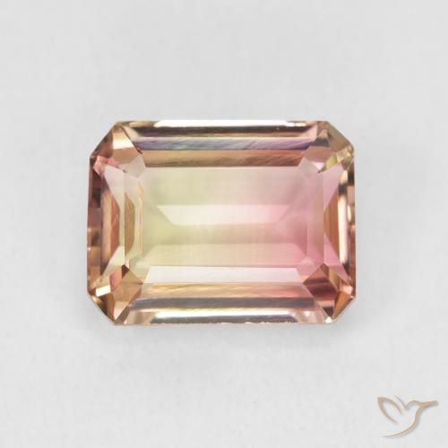 2.38ct Naturel Bicolore Tourmaline, Taille émeraude, VVS