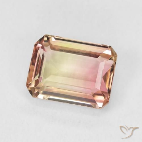 Tourmaline Bicolore naturelle Octogone / coupe Émeraude, 2.38 ct, VVS