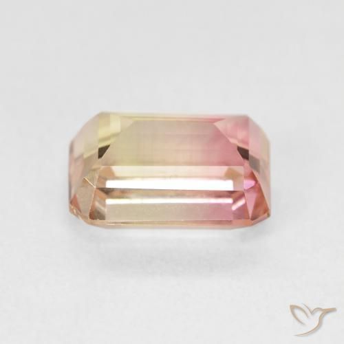 Tourmaline Bicolore naturelle Octogone / coupe Émeraude, 2.38 ct, VVS