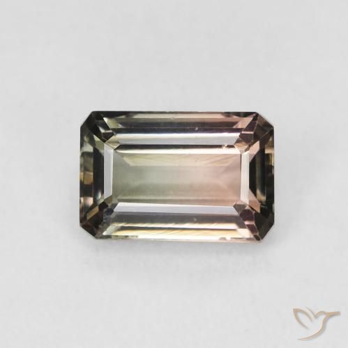 1.18ct Naturel Bicolore Tourmaline, Taille émeraude, VVS-VS