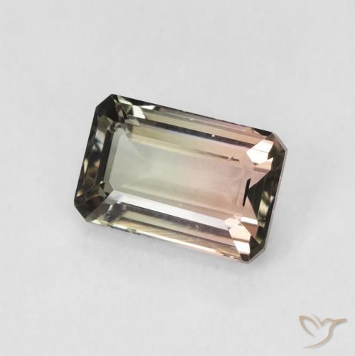 Tourmaline Bicolore naturelle Octogone / coupe Émeraude, 1.18 ct, VVS-VS