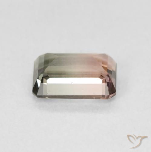 Tourmaline Bicolore naturelle Octogone / coupe Émeraude, 1.18 ct, VVS-VS