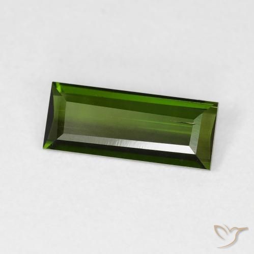 Tourmaline Vert terreux naturelle Baquette, 0.95 ct, VS