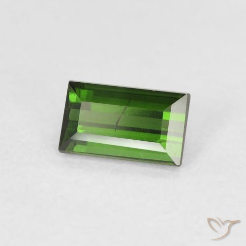 Tourmaline Vert foncé naturelle Baquette, 0.55 ct, VS