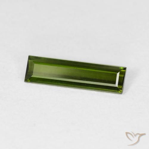 Tourmaline Vert terreux naturelle Baquette, 0.83 ct, VVS