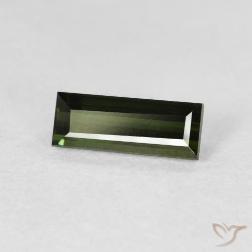 Tourmaline Vert terreux naturelle Baquette, 0.84 ct, VVS