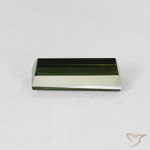 Tourmaline Vert terreux naturelle Baquette, 0.84 ct, VVS