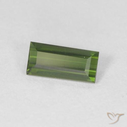 Tourmaline Vert foncé naturelle Baquette, 0.52 ct, VVS