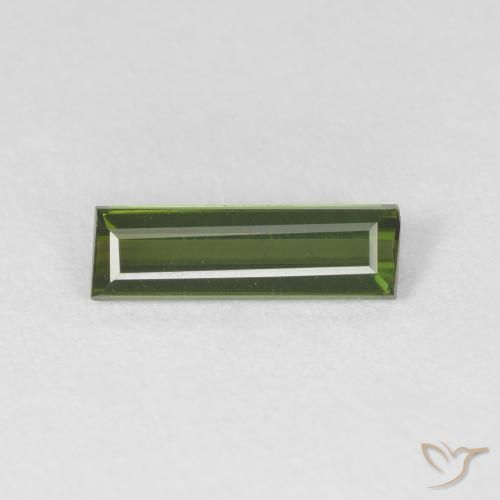 Tourmaline Vert foncé naturelle Baquette, 0.75 ct, VVS