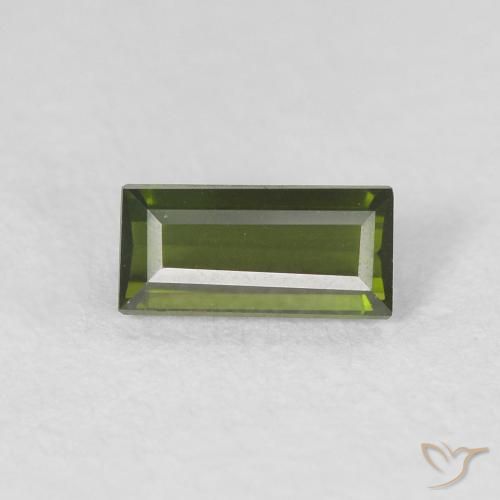 Tourmaline Vert foncé naturelle Baquette, 0.43 ct, VVS
