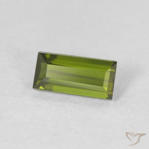 Tourmaline Vert foncé naturelle Baquette, 0.43 ct, VVS