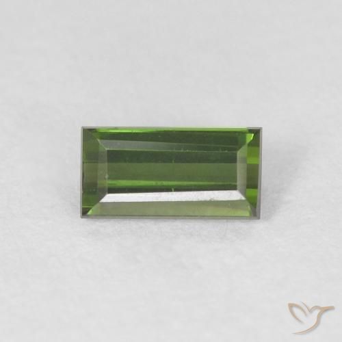 Tourmaline Vert foncé naturelle Baquette, 0.47 ct, VVS