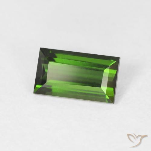 Tourmaline Vert terreux naturelle Baquette, 0.82 ct, VVS
