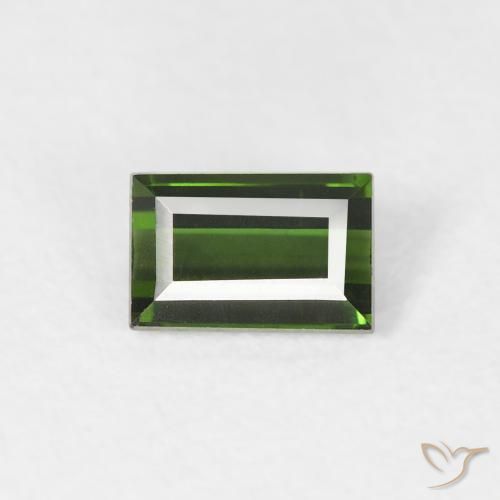 Tourmaline Vert terreux naturelle Baquette, 0.45 ct, VVS