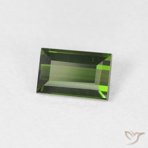 Tourmaline Vert terreux naturelle Baquette, 0.45 ct, VVS