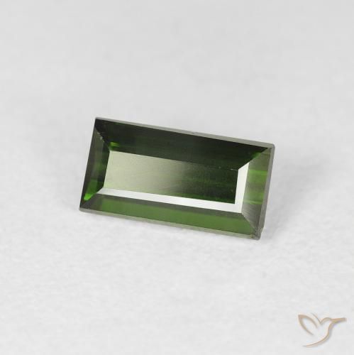 Tourmaline Vert foncé terreux naturelle Baquette, 1.07 ct, VS