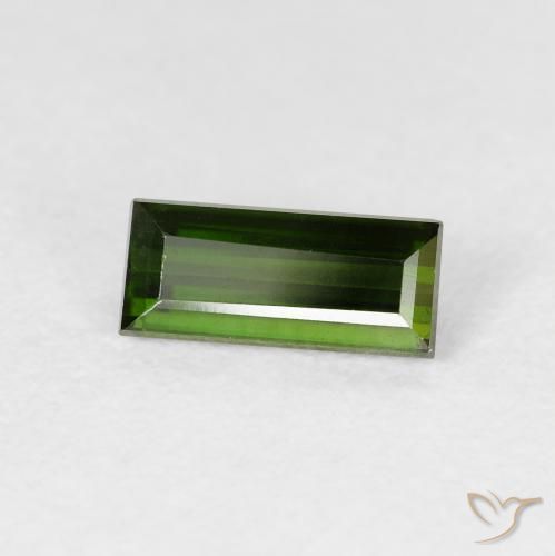 Tourmaline Vert terreux naturelle Baquette, 0.98 ct, VVS