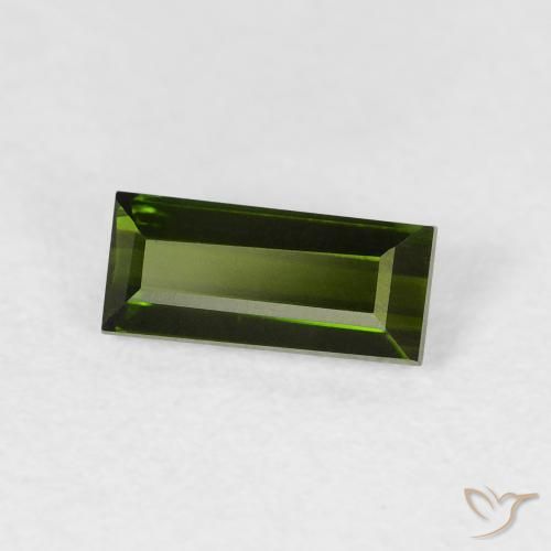 Tourmaline Vert foncé naturelle Baquette, 0.77 ct, VVS