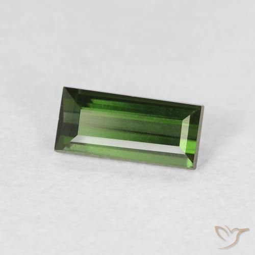 Tourmaline Vert foncé naturelle Baquette, 0.48 ct, VVS