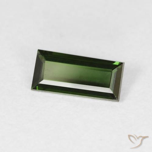 Tourmaline Vert foncé naturelle Baquette, 0.71 ct, VVS