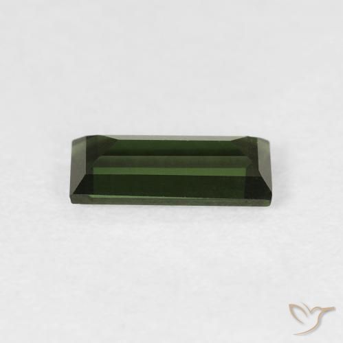 Tourmaline Vert foncé naturelle Baquette, 0.71 ct, VVS