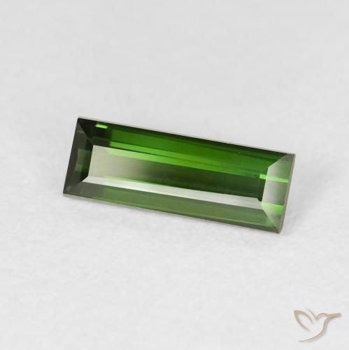 Tourmaline Vert terreux naturelle Baquette, 0.91 ct, VVS-VS