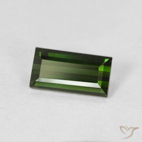 Tourmaline Vert chaud naturelle Baquette, 0.95 ct, VVS