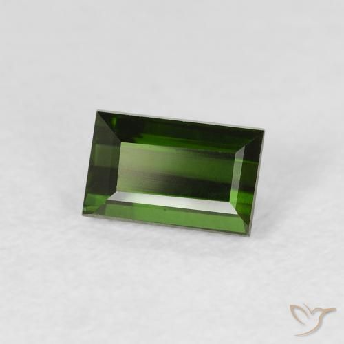 Tourmaline Vert foncé naturelle Baquette, 0.90 ct, VVS