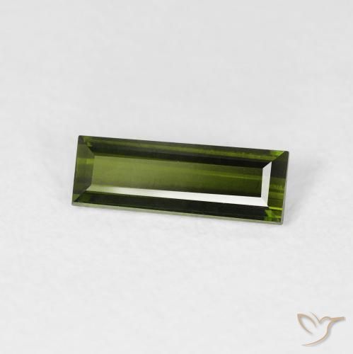 Tourmaline Vert terreux naturelle Baquette, 0.63 ct, VVS