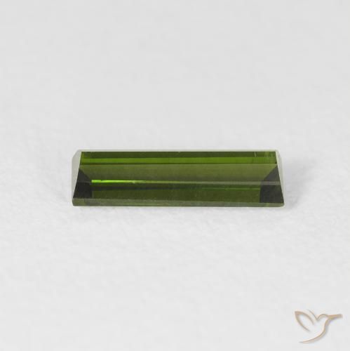 Tourmaline Vert terreux naturelle Baquette, 0.63 ct, VVS
