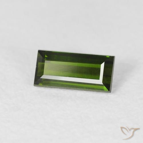 Tourmaline Vert terreux naturelle Baquette, 0.51 ct, VVS