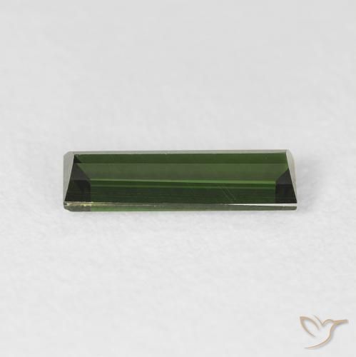 Tourmaline Vert terreux naturelle Baquette, 0.71 ct, VVS
