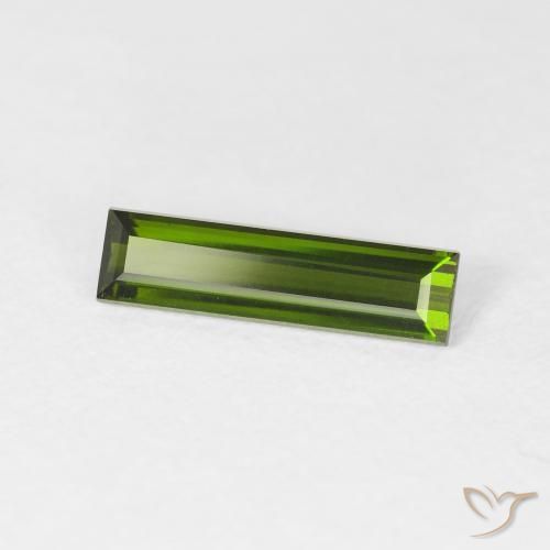 Tourmaline Vert terreux naturelle Baquette, 0.94 ct, VVS-VS
