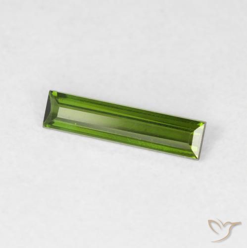 Tourmaline Vert terreux naturelle Baquette, 0.38 ct, VVS