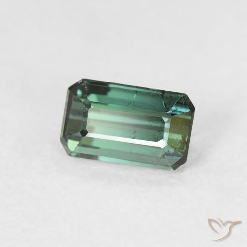 Tourmaline Vert multicolore naturelle Octogone / coupe Émeraude, 0.66 ct, VS-SI