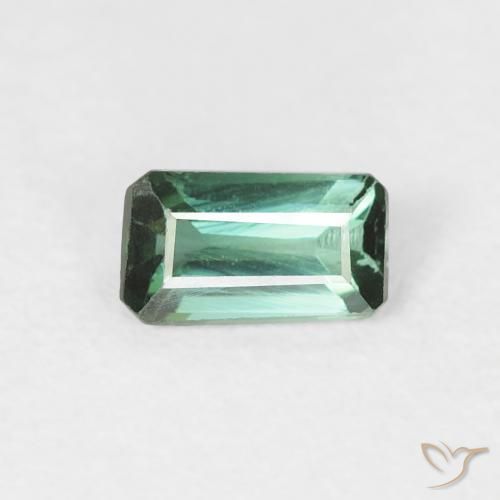 Tourmaline Vert foncé naturelle Octogone / coupe Émeraude, 0.40 ct, VVS
