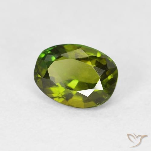 Tourmaline Vert moyen naturelle ovale, 1.08 ct, VVS-VS