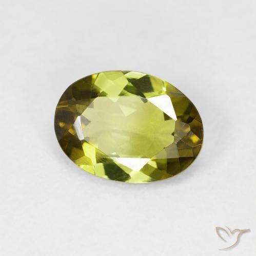Tourmaline Vert chaud et terreux naturelle ovale, 1.03 ct, VVS-VS