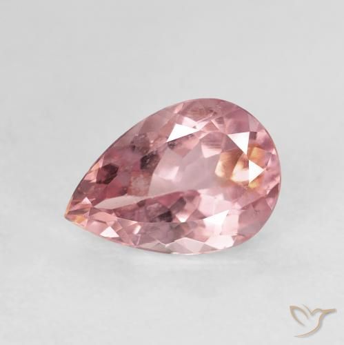 Tourmaline Rose chaud et léger naturelle En forme de poire, 1.38 ct, VVS-VS