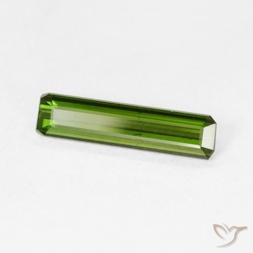 Tourmaline Vert chaud naturelle Octogone / coupe Émeraude, 1.29 ct, VVS-VS
