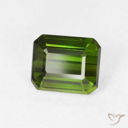 Tourmaline Vert terreux naturelle Octogone / coupe Émeraude, 0.80 ct, VS