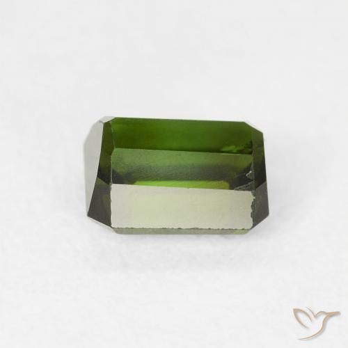 Tourmaline Vert terreux naturelle Octogone / coupe Émeraude, 0.80 ct, VS