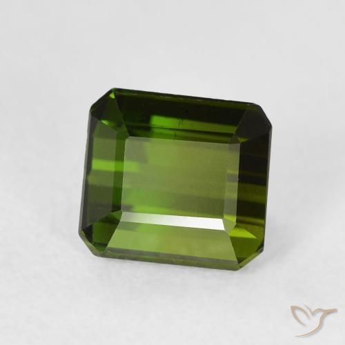 Tourmaline Vert foncé naturelle Octogone / coupe Émeraude, 1.47 ct, VVS