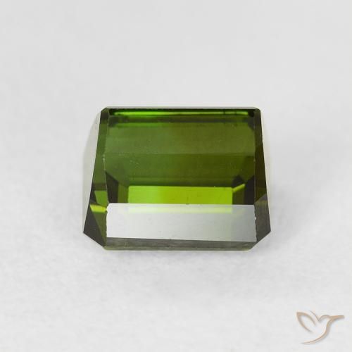 Tourmaline Vert foncé naturelle Octogone / coupe Émeraude, 1.47 ct, VVS