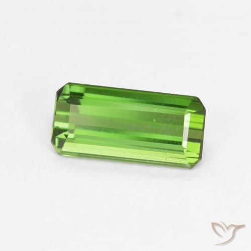Tourmaline Vert foncé naturelle Octogone / coupe Émeraude, 0.89 ct, VVS-VS