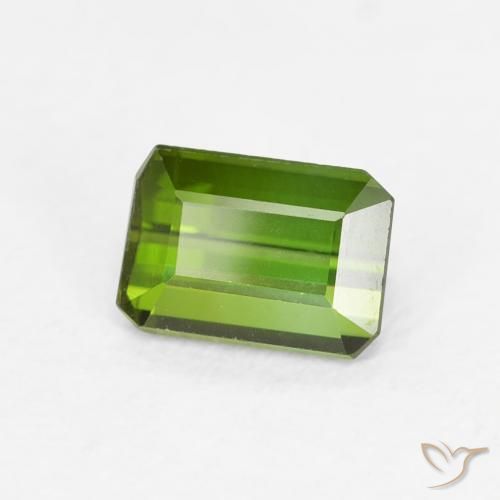 Tourmaline Vert foncé naturelle Octogone / coupe Émeraude, 0.72 ct, VVS