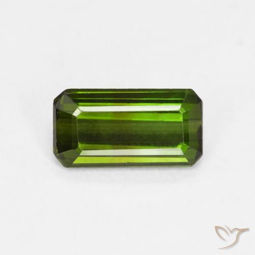 Tourmaline Vert terreux naturelle Octogone / coupe Émeraude, 0.88 ct, VVS-VS